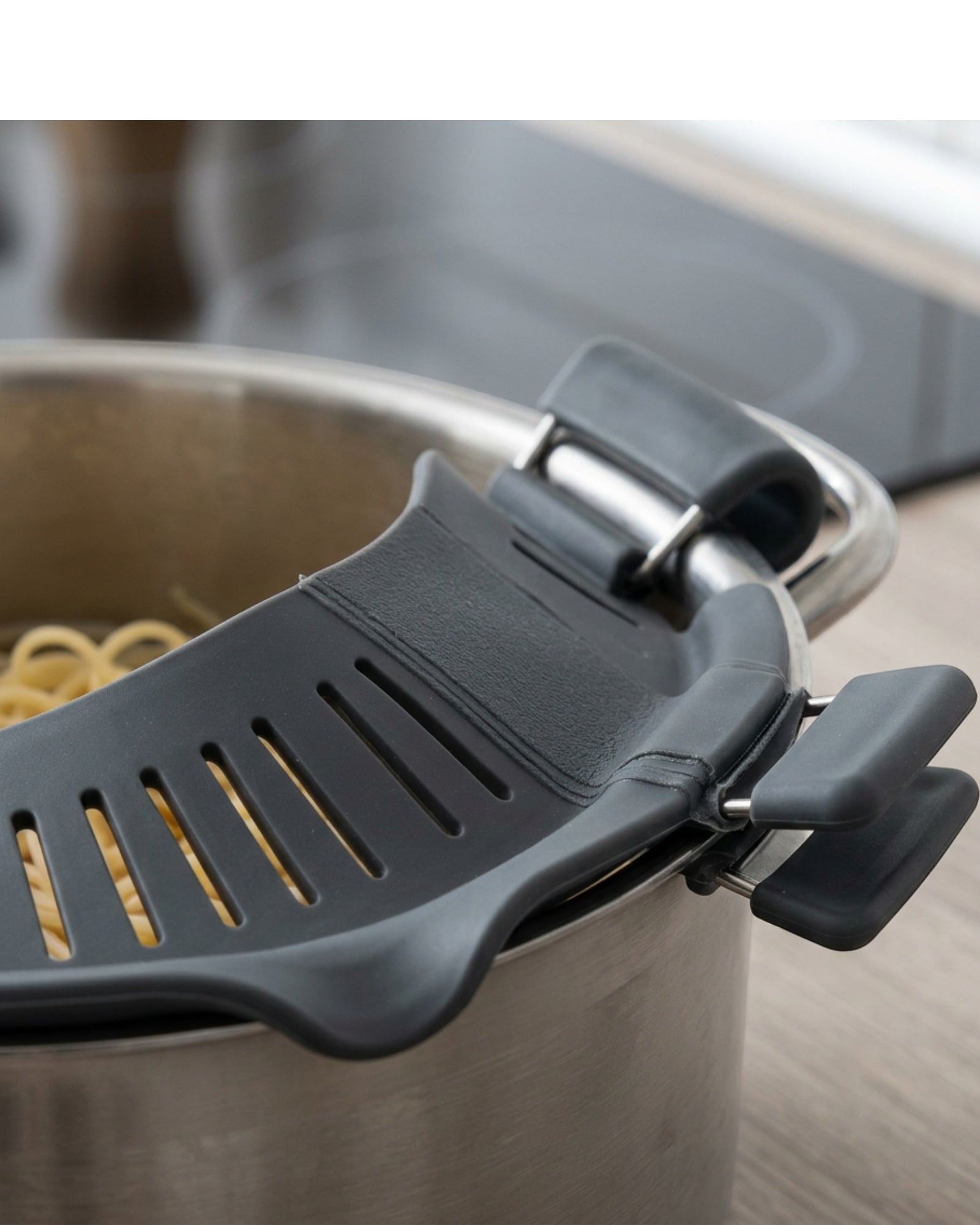 Neatva Clip On Pot Strainer Charcoal Silicone 10 in