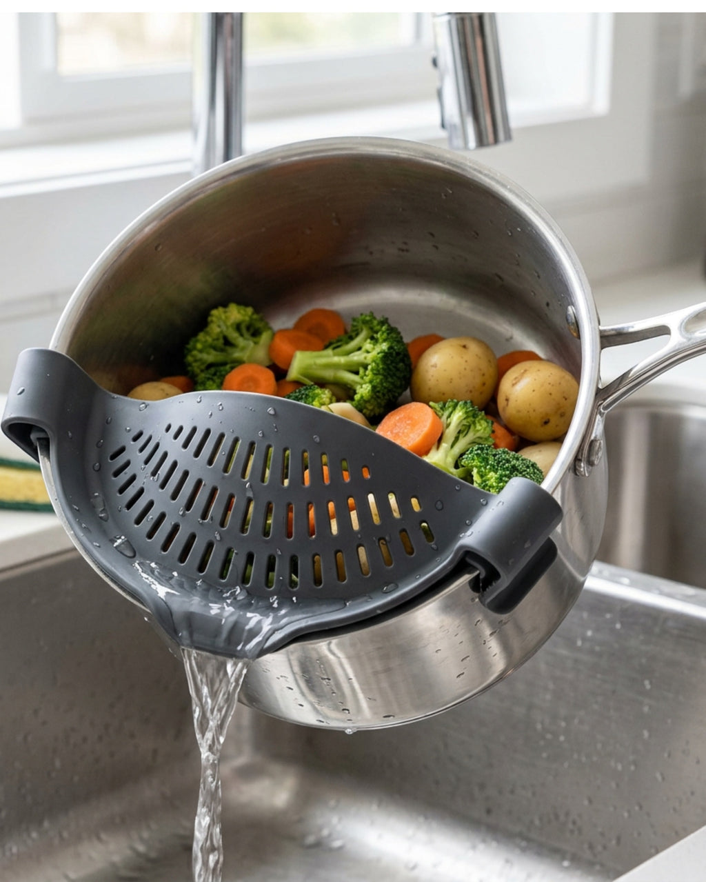 Neatva Clip On Pot Strainer Charcoal Silicone 10 in