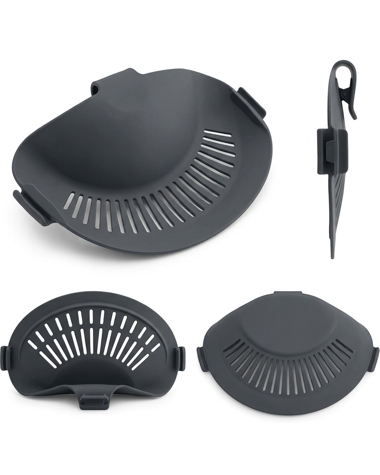 Neatva Clip On Pot Strainer Charcoal Silicone 10 in