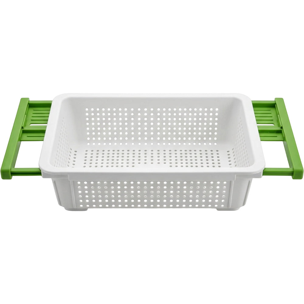 Neatva Extendable Sink Colander White Green 15 in