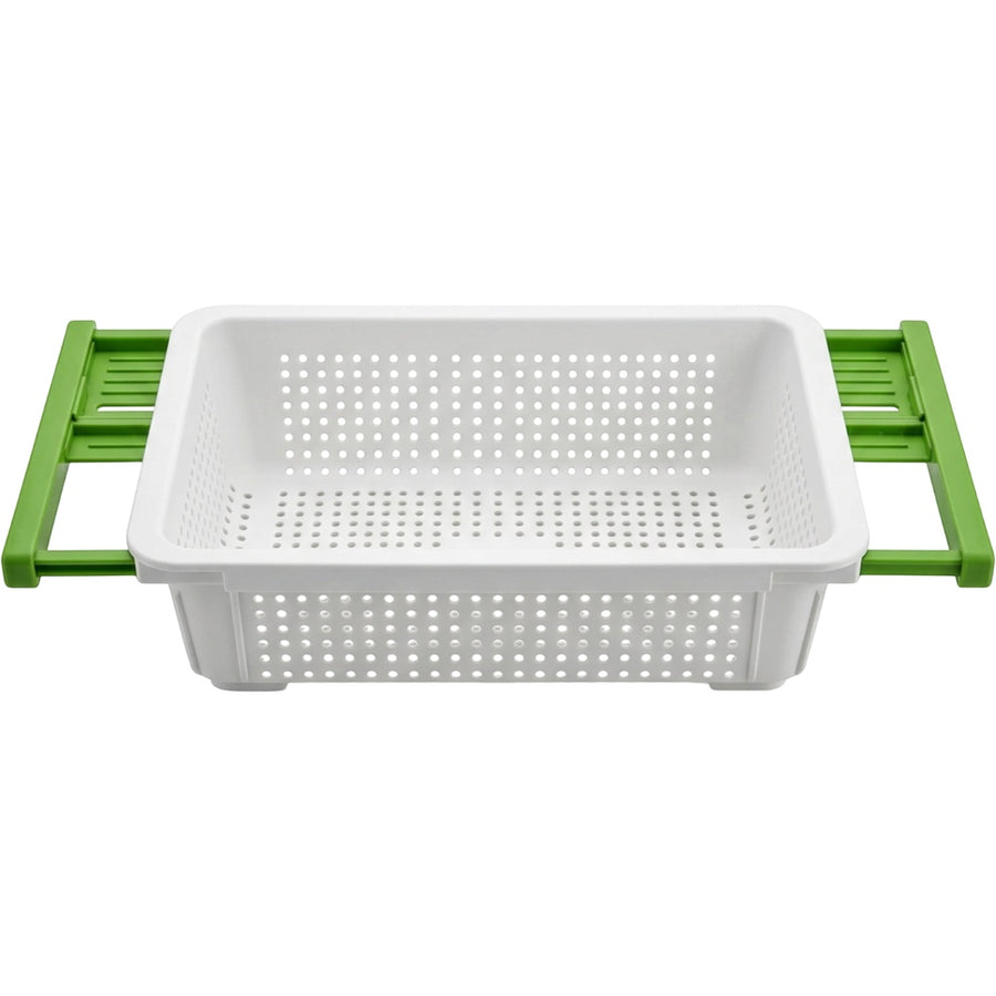 Neatva Extendable Sink Colander White Green 15 in