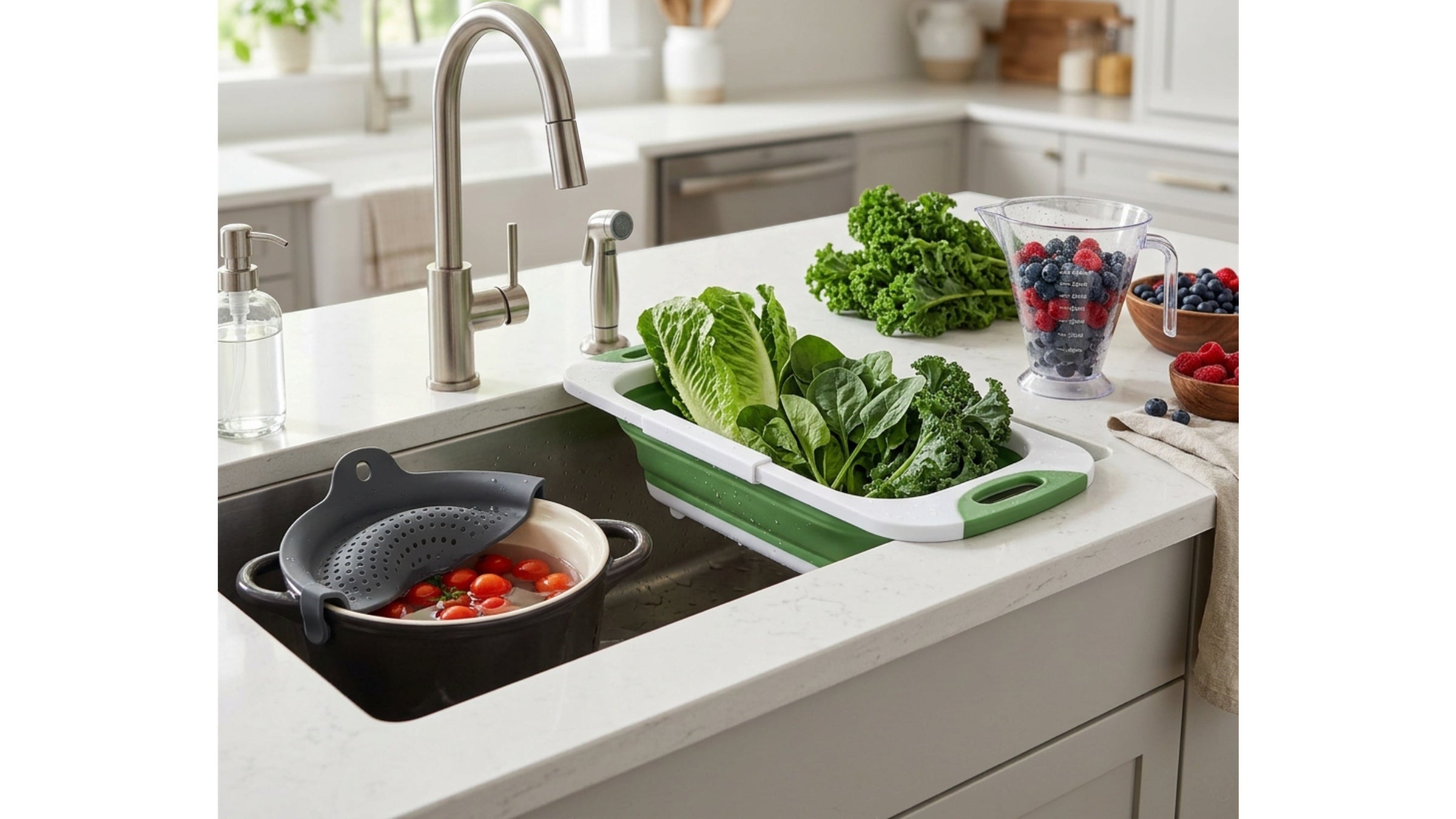 Neatva produce washing strainers and rinse funnels